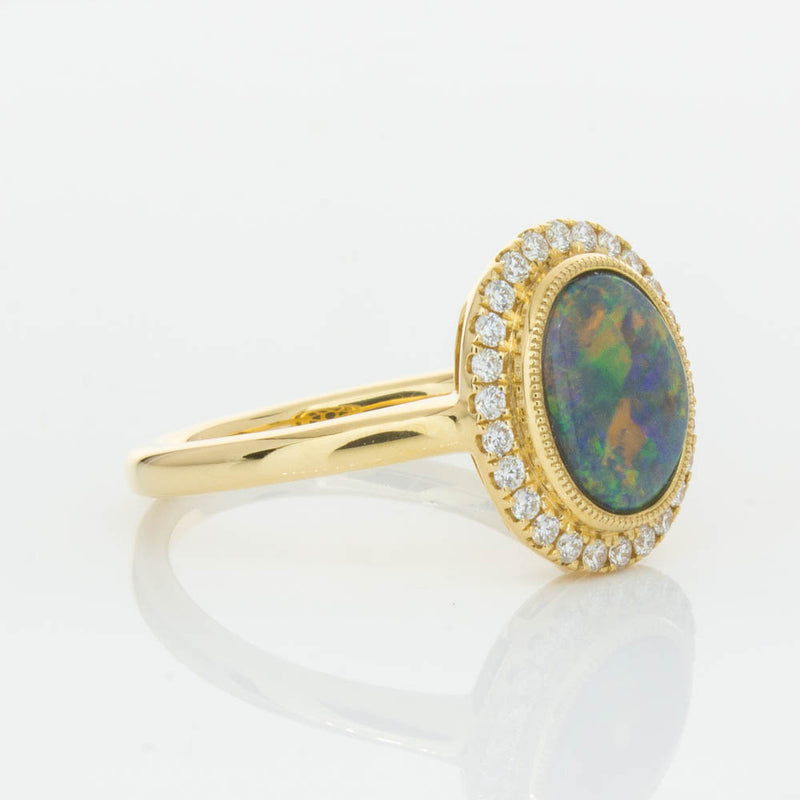 18ct Yellow Gold Opal & Diamond Ring-Ring-Walker & Hall