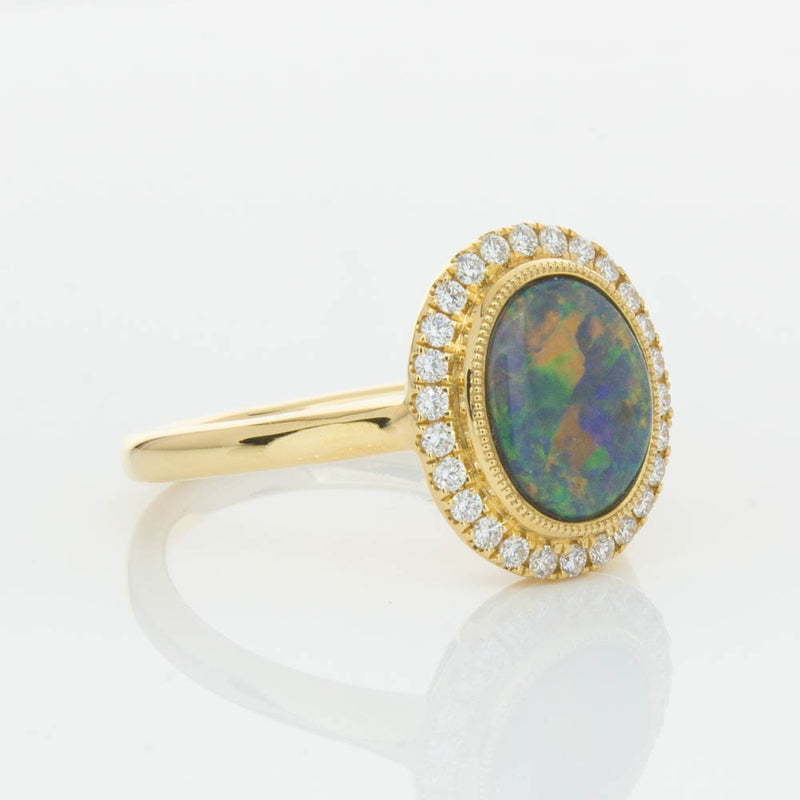 18ct Yellow Gold Opal & Diamond Ring-Ring-Walker & Hall