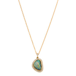 18ct Yellow Gold 2.15ct Opal & Diamond Isla Pendant - Necklace - Walker & Hall