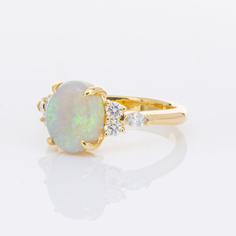 18ct Yellow Gold Opal & Diamond Oriana Ring-Ring-Walker & Hall