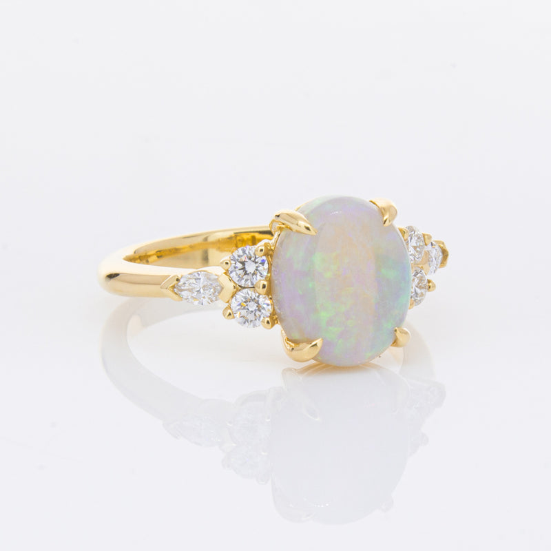 18ct Yellow Gold Opal & Diamond Oriana Ring-Ring-Walker & Hall