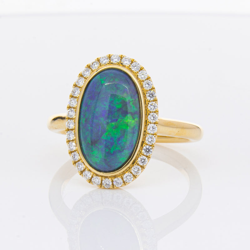 18ct Yellow Gold 2.36ct Opal & Diamond Ring-Ring-Walker & Hall
