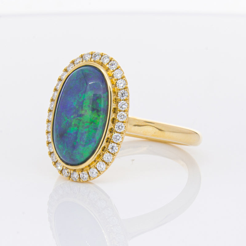 18ct Yellow Gold 2.36ct Opal & Diamond Ring-Ring-Walker & Hall