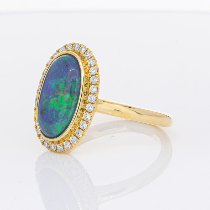 18ct Yellow Gold 2.36ct Opal & Diamond Ring-Ring-Walker & Hall