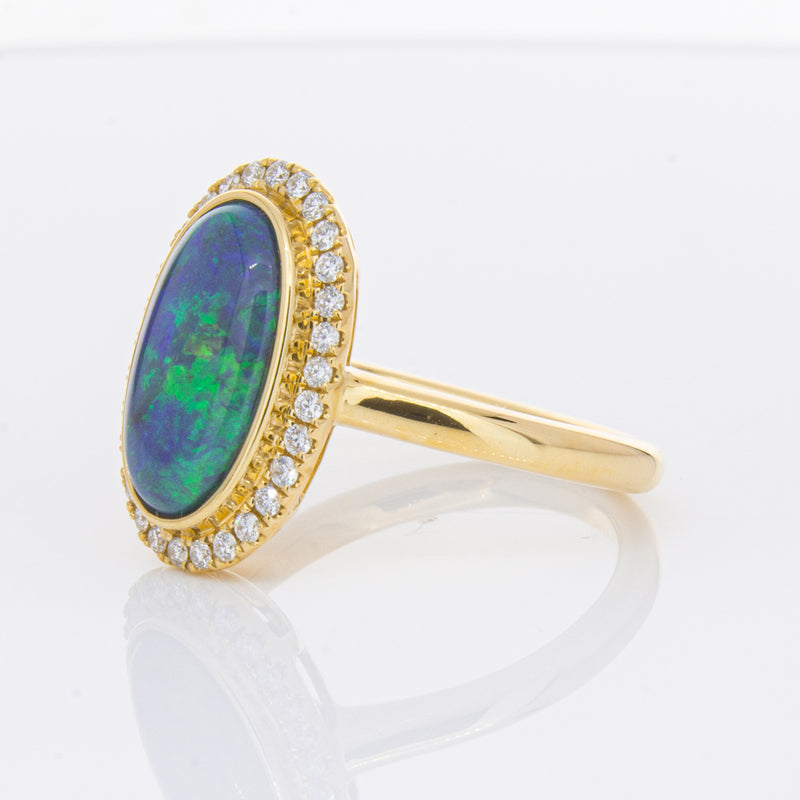 18ct Yellow Gold 2.36ct Opal & Diamond Ring-Ring-Walker & Hall