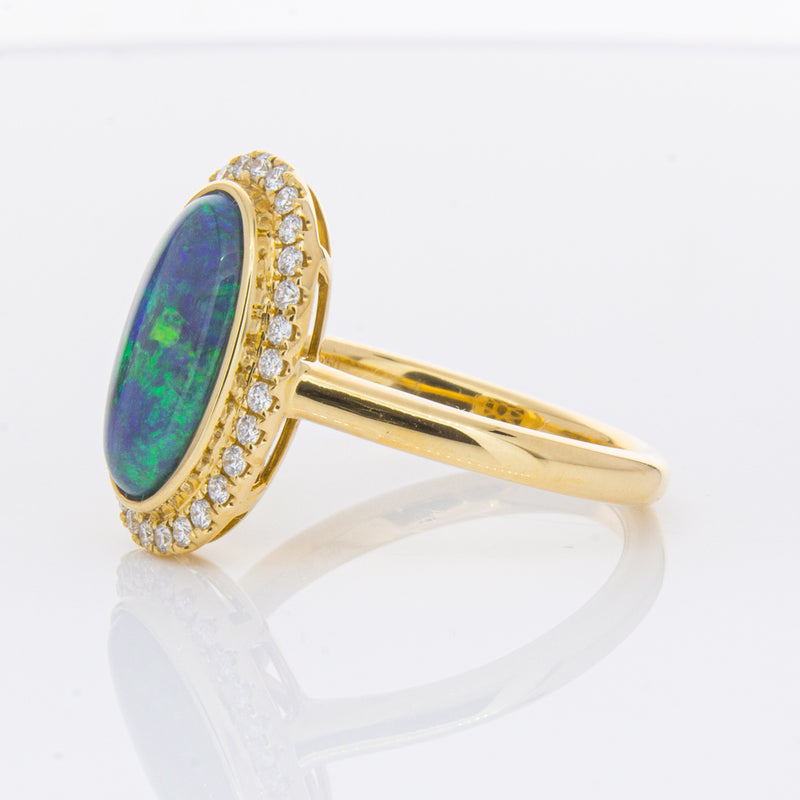 18ct Yellow Gold 2.36ct Opal & Diamond Ring-Ring-Walker & Hall