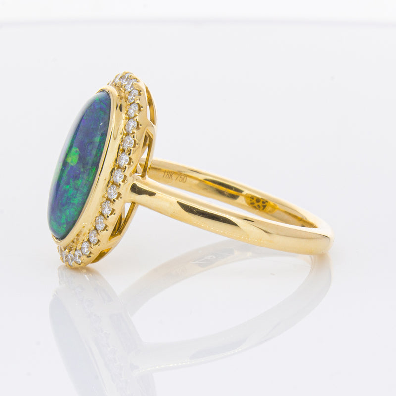18ct Yellow Gold 2.36ct Opal & Diamond Ring-Ring-Walker & Hall
