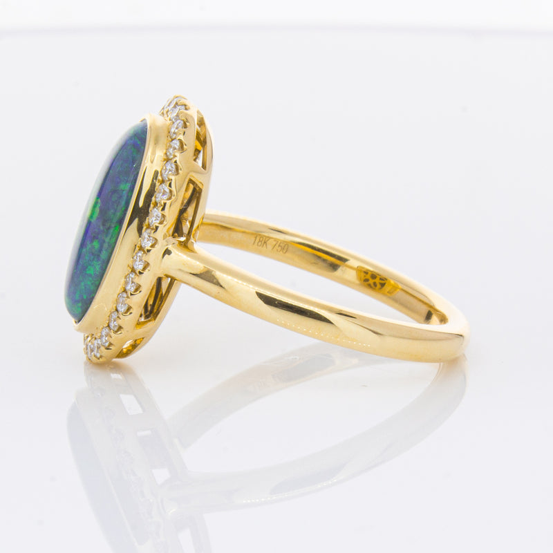 18ct Yellow Gold 2.36ct Opal & Diamond Ring-Ring-Walker & Hall