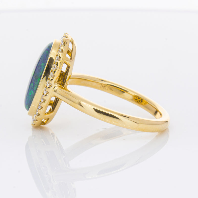 18ct Yellow Gold 2.36ct Opal & Diamond Ring-Ring-Walker & Hall