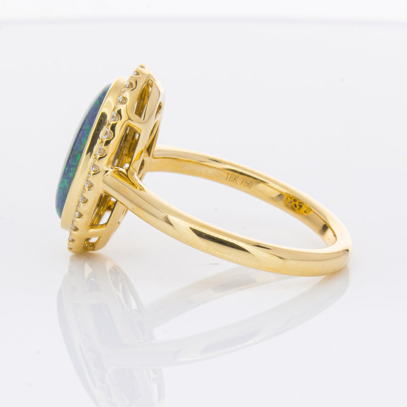 18ct Yellow Gold 2.36ct Opal & Diamond Ring-Ring-Walker & Hall