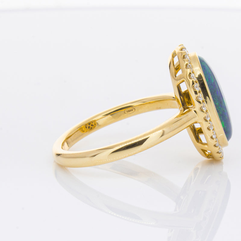 18ct Yellow Gold 2.36ct Opal & Diamond Ring-Ring-Walker & Hall