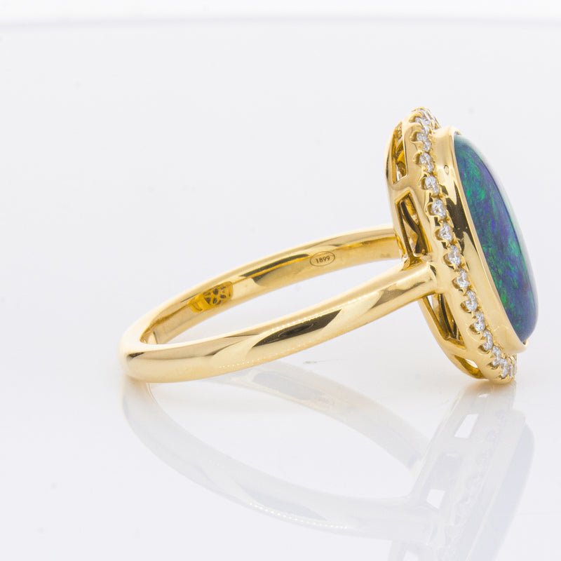 18ct Yellow Gold 2.36ct Opal & Diamond Ring-Ring-Walker & Hall