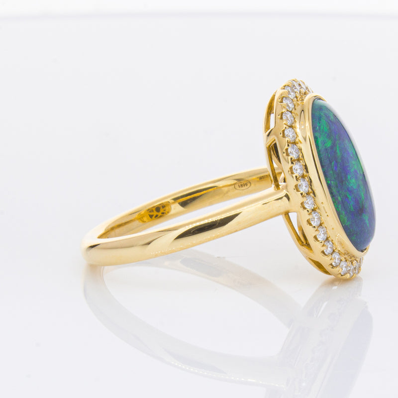 18ct Yellow Gold 2.36ct Opal & Diamond Ring-Ring-Walker & Hall