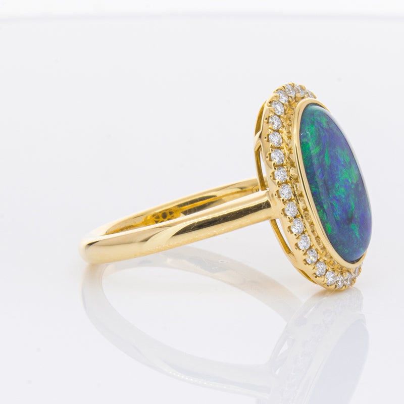 18ct Yellow Gold 2.36ct Opal & Diamond Ring-Ring-Walker & Hall