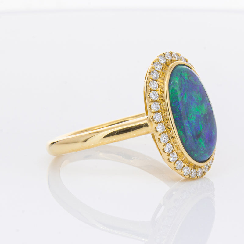 18ct Yellow Gold 2.36ct Opal & Diamond Ring-Ring-Walker & Hall