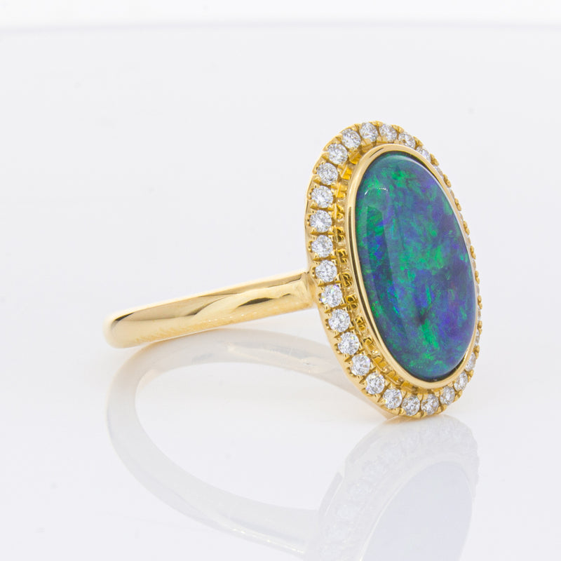 18ct Yellow Gold 2.36ct Opal & Diamond Ring-Ring-Walker & Hall