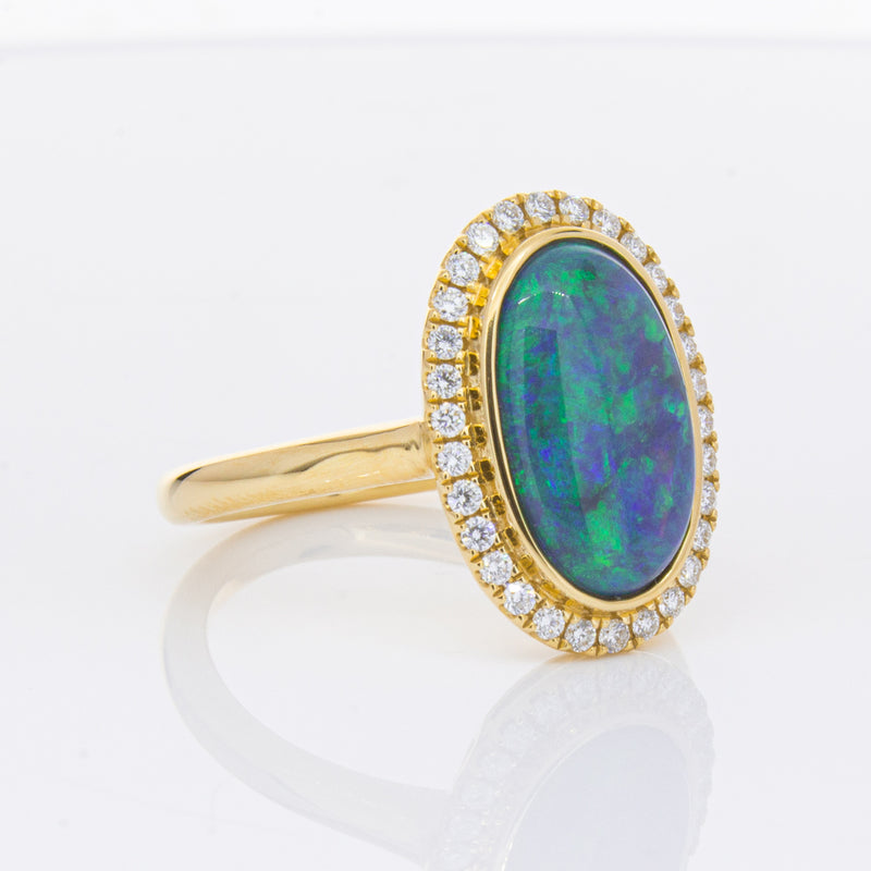 18ct Yellow Gold 2.36ct Opal & Diamond Ring-Ring-Walker & Hall