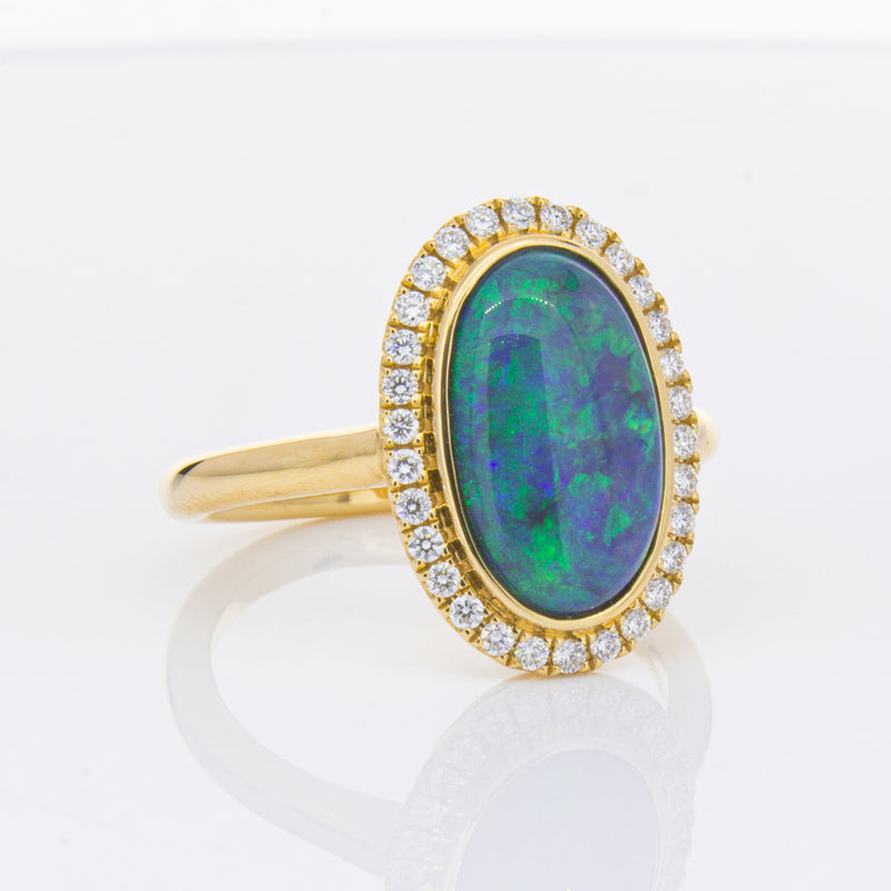 18ct Yellow Gold 2.36ct Opal & Diamond Ring-Ring-Walker & Hall
