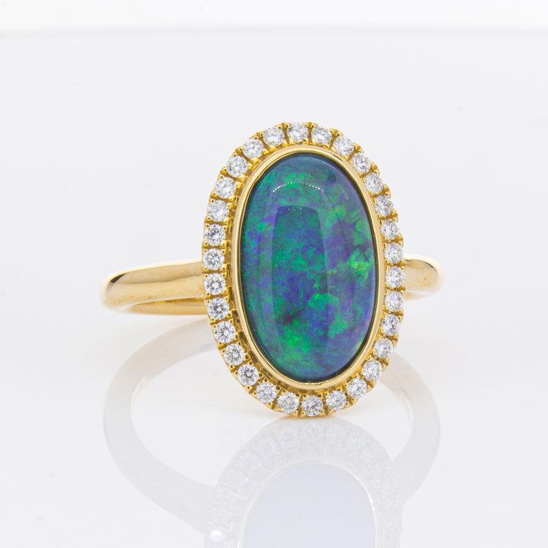 18ct Yellow Gold 2.36ct Opal & Diamond Ring-Ring-Walker & Hall
