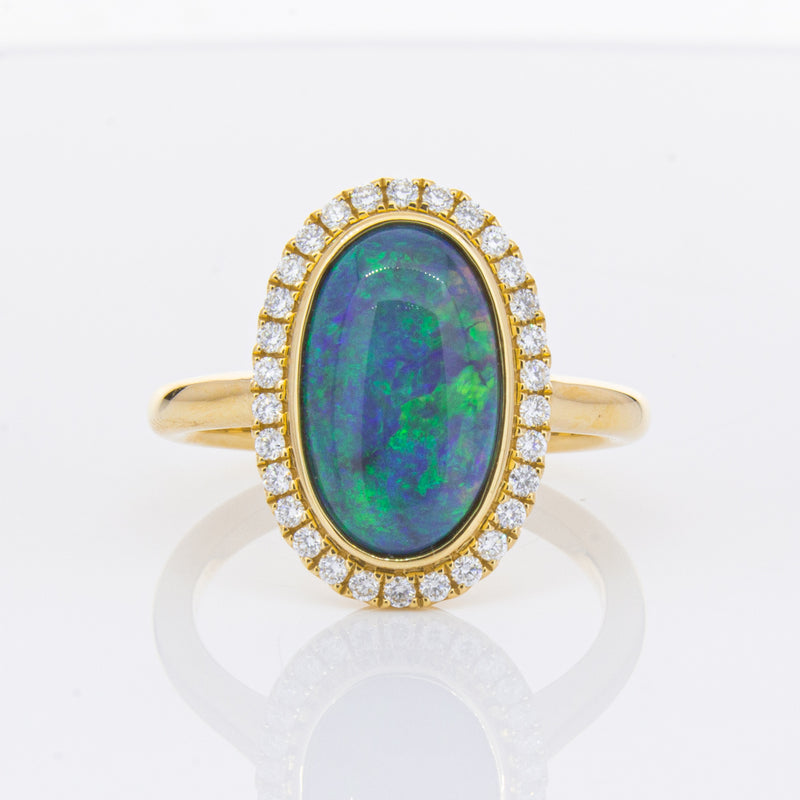 18ct Yellow Gold 2.36ct Opal & Diamond Ring-Ring-Walker & Hall