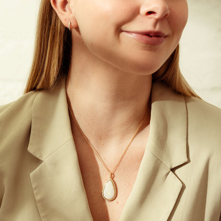 18ct Yellow Gold 8.62ct Opal & Diamond Isla Pendant-Necklace-Walker & Hall