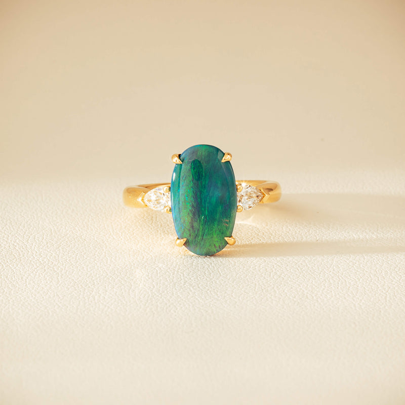 18ct Yellow Gold 2.65ct Opal & Diamond Ayla Ring - Ring - Walker & Hall