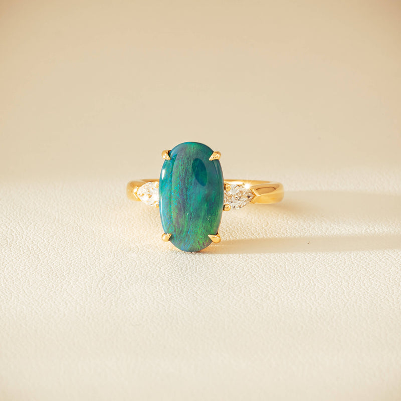 18ct Yellow Gold 2.65ct Opal & Diamond Ayla Ring - Ring - Walker & Hall