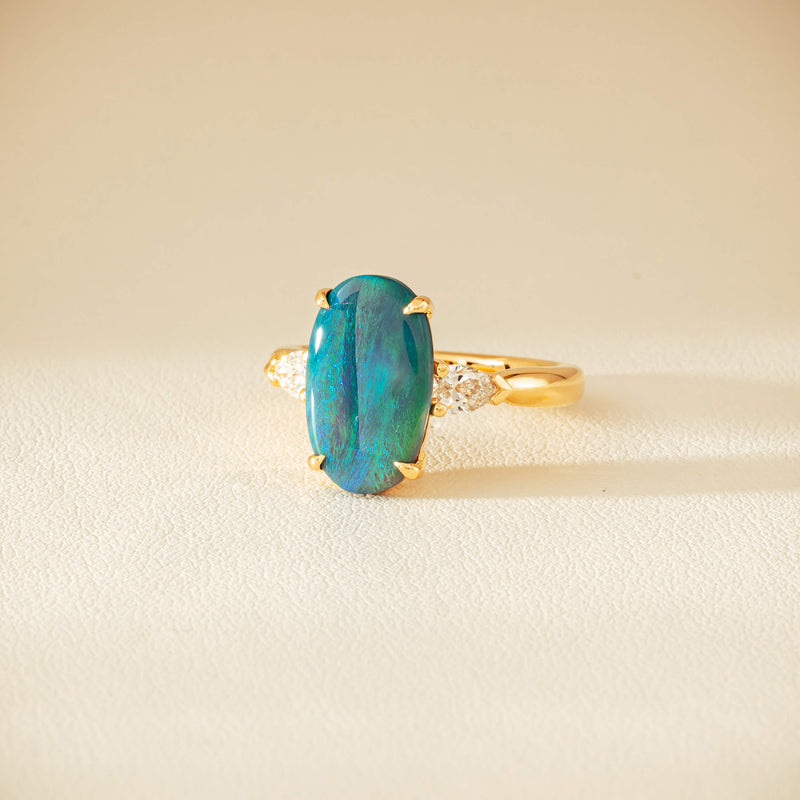 18ct Yellow Gold 2.65ct Opal & Diamond Ayla Ring - Ring - Walker & Hall