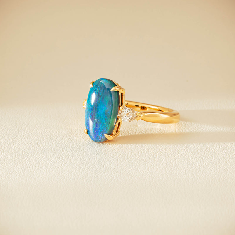 18ct Yellow Gold 2.65ct Opal & Diamond Ayla Ring - Ring - Walker & Hall