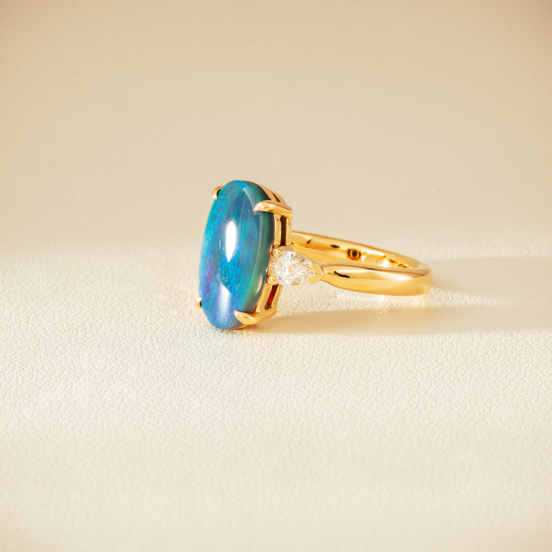 18ct Yellow Gold 2.65ct Opal & Diamond Ayla Ring - Ring - Walker & Hall