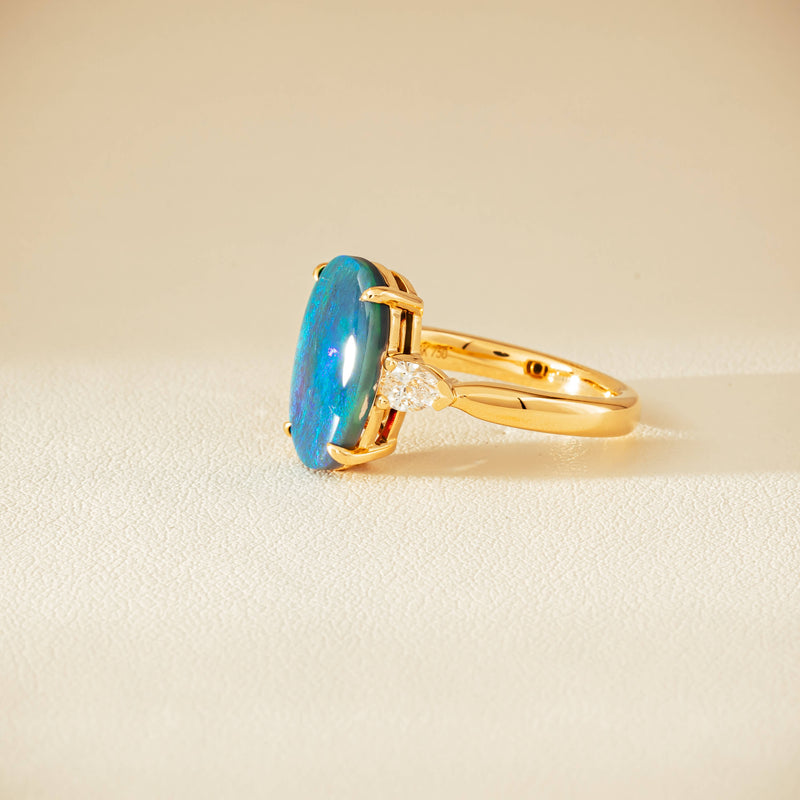 18ct Yellow Gold 2.65ct Opal & Diamond Ayla Ring - Ring - Walker & Hall