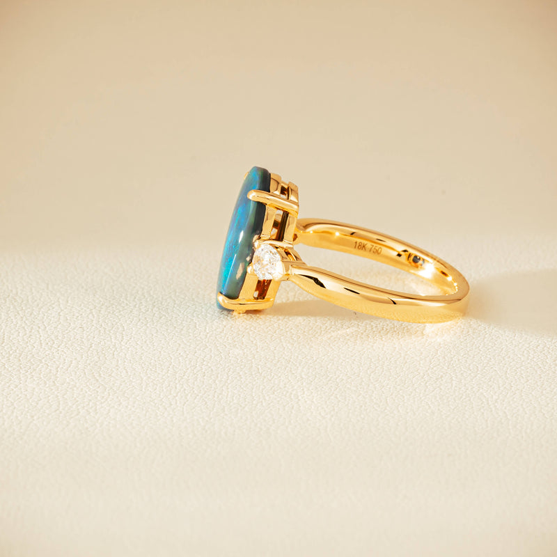 18ct Yellow Gold 2.65ct Opal & Diamond Ayla Ring - Ring - Walker & Hall