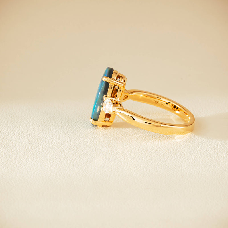 18ct Yellow Gold 2.65ct Opal & Diamond Ayla Ring - Ring - Walker & Hall