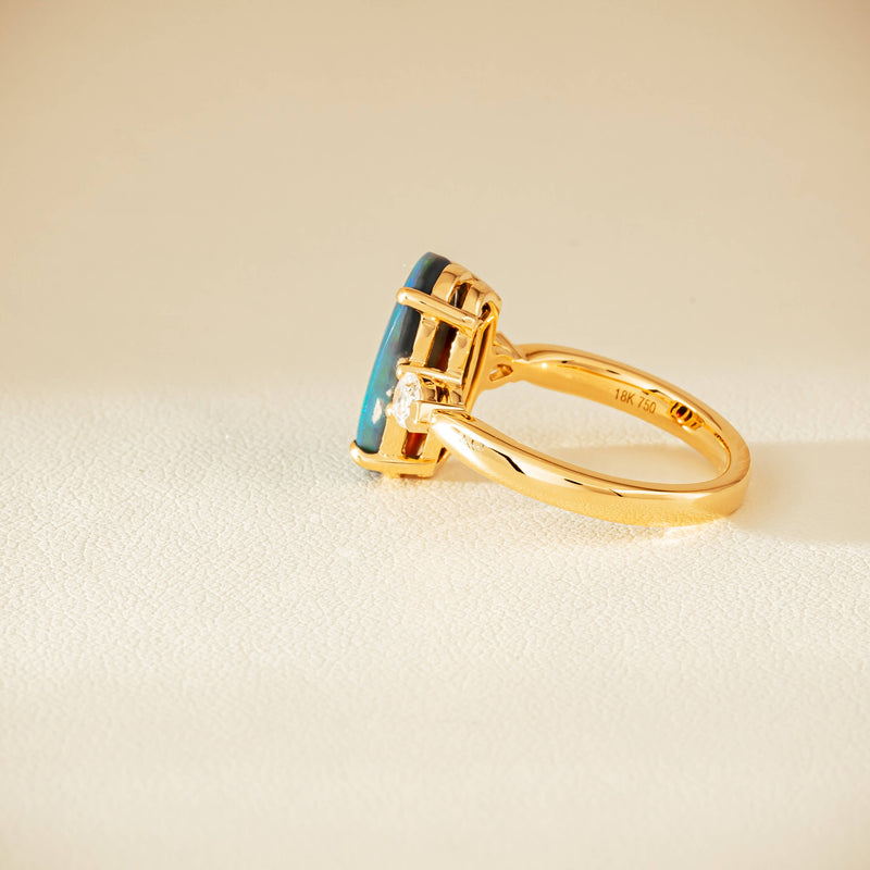 18ct Yellow Gold 2.65ct Opal & Diamond Ayla Ring - Ring - Walker & Hall