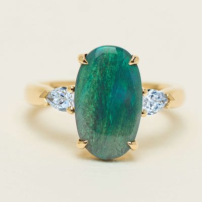 18ct Yellow Gold 2.65ct Opal & Diamond Ayla Ring - Ring - Walker & Hall