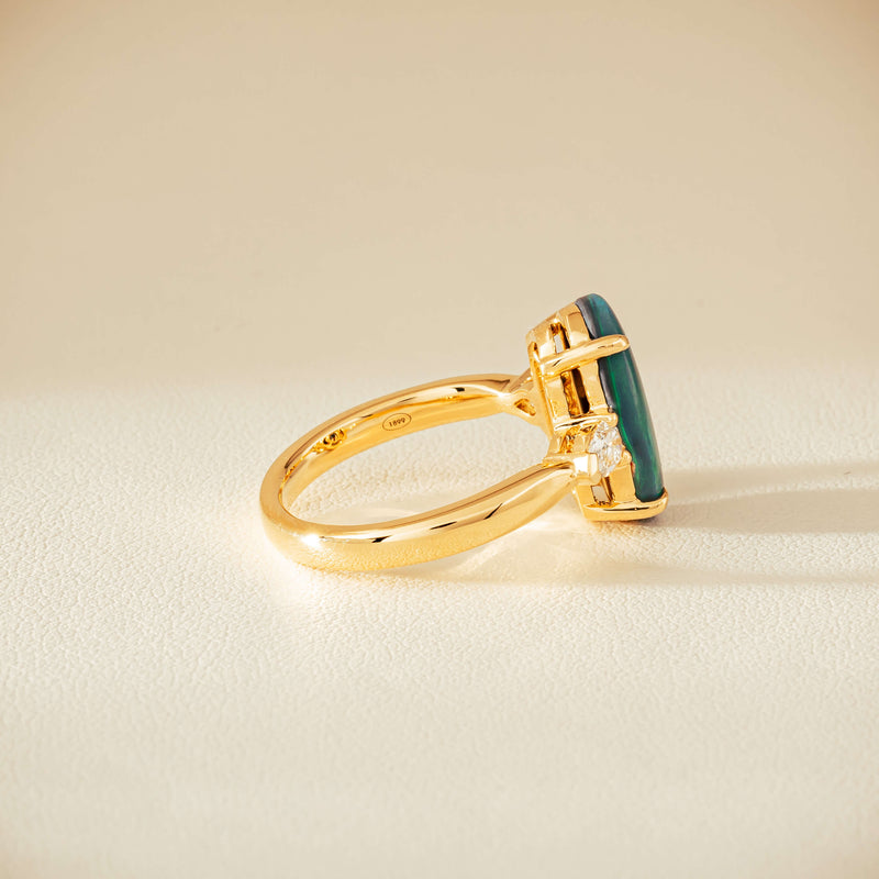 18ct Yellow Gold 2.65ct Opal & Diamond Ayla Ring - Ring - Walker & Hall