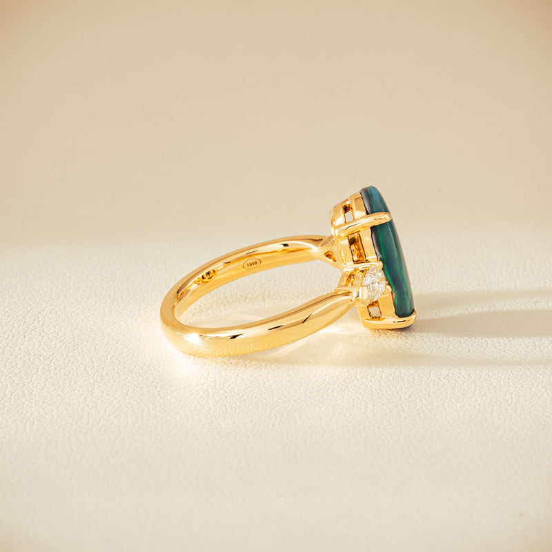 18ct Yellow Gold 2.65ct Opal & Diamond Ayla Ring - Ring - Walker & Hall