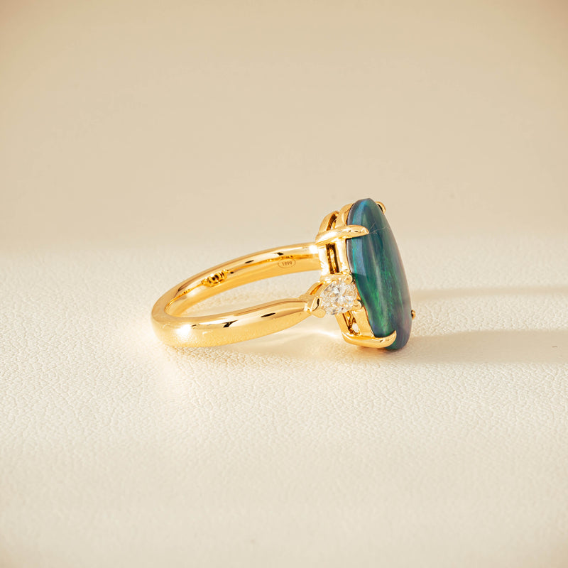 18ct Yellow Gold 2.65ct Opal & Diamond Ayla Ring - Ring - Walker & Hall