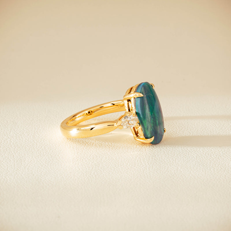 18ct Yellow Gold 2.65ct Opal & Diamond Ayla Ring - Ring - Walker & Hall