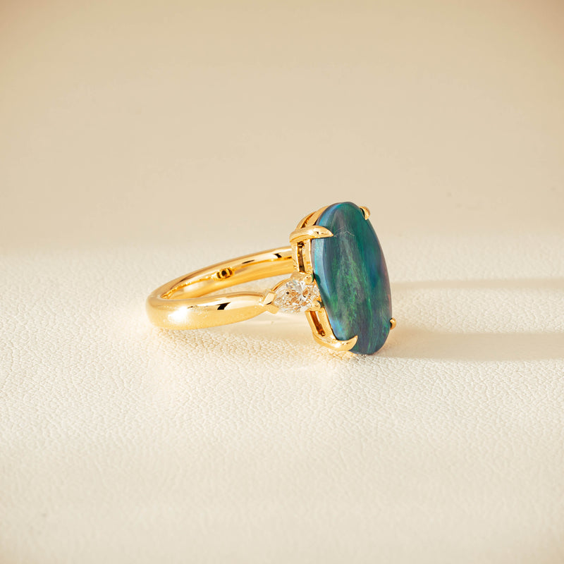 18ct Yellow Gold 2.65ct Opal & Diamond Ayla Ring - Ring - Walker & Hall