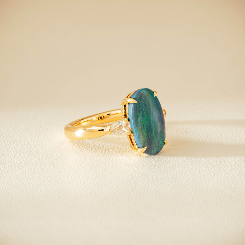 18ct Yellow Gold 2.65ct Opal & Diamond Ayla Ring - Ring - Walker & Hall