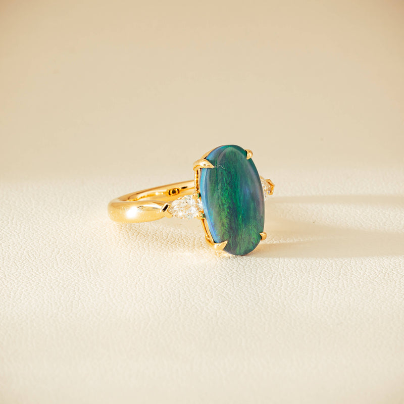 18ct Yellow Gold 2.65ct Opal & Diamond Ayla Ring - Ring - Walker & Hall