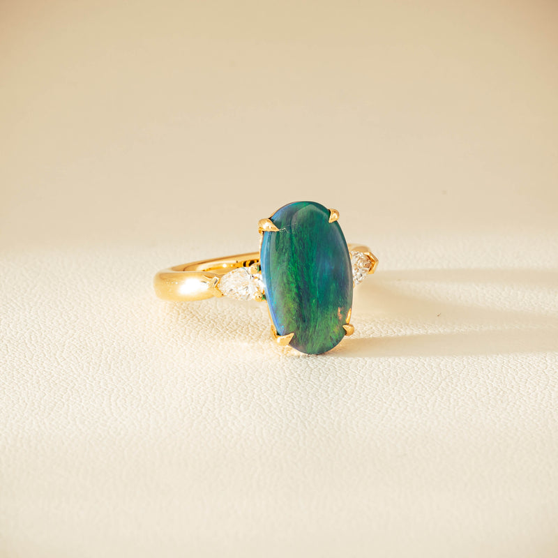 18ct Yellow Gold 2.65ct Opal & Diamond Ayla Ring - Ring - Walker & Hall