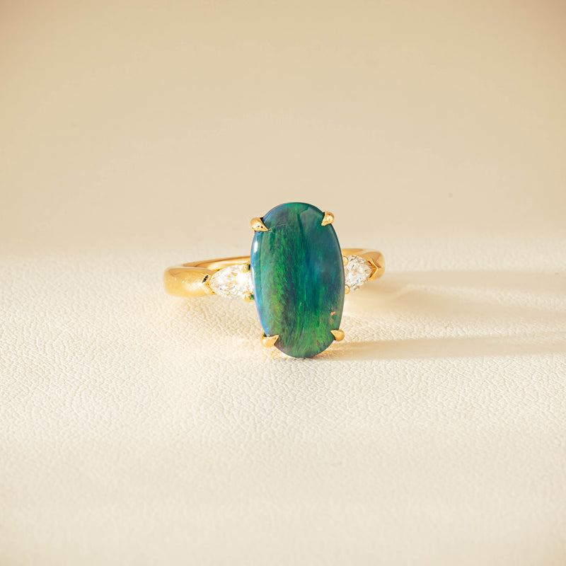 18ct Yellow Gold 2.65ct Opal & Diamond Ayla Ring - Ring - Walker & Hall