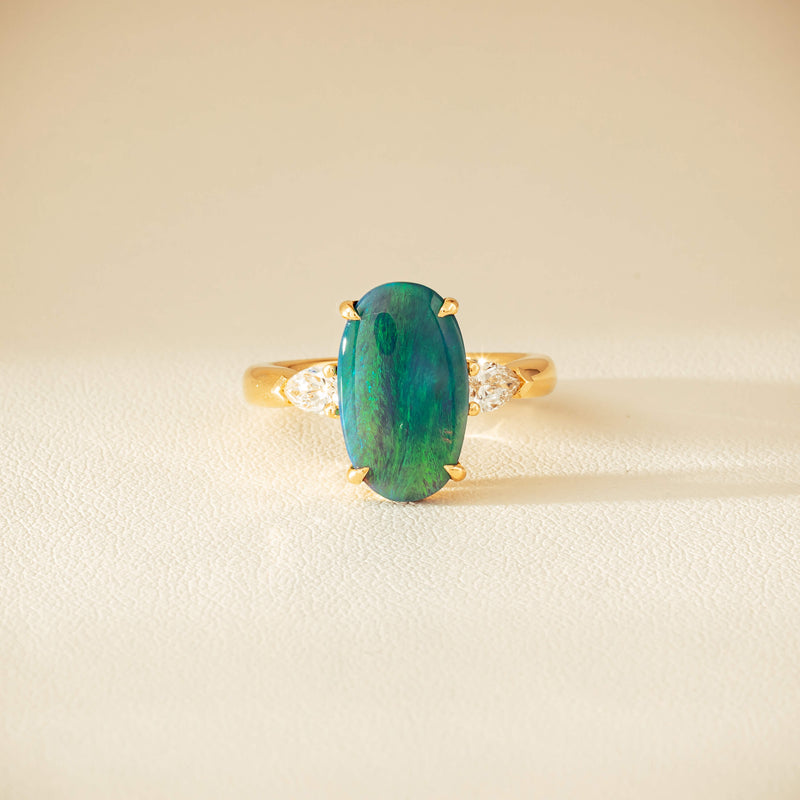 18ct Yellow Gold 2.65ct Opal & Diamond Ayla Ring - Ring - Walker & Hall