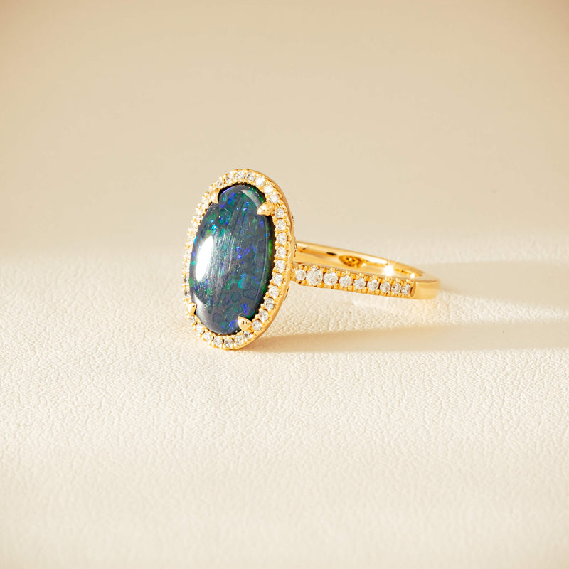 18ct Yellow Gold 1.48ct Opal & Diamond Sierra Ring - Ring - Walker & Hall