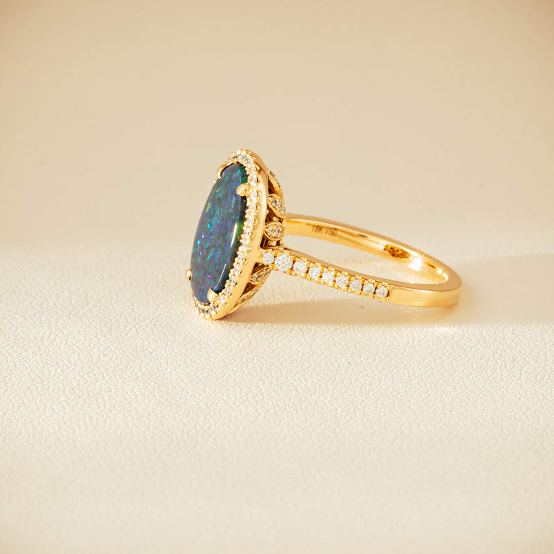 18ct Yellow Gold 1.48ct Opal & Diamond Sierra Ring - Ring - Walker & Hall