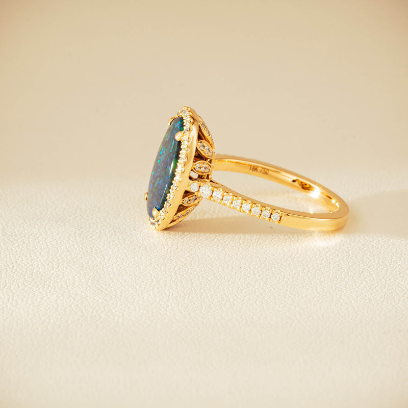 18ct Yellow Gold 1.48ct Opal & Diamond Sierra Ring - Ring - Walker & Hall