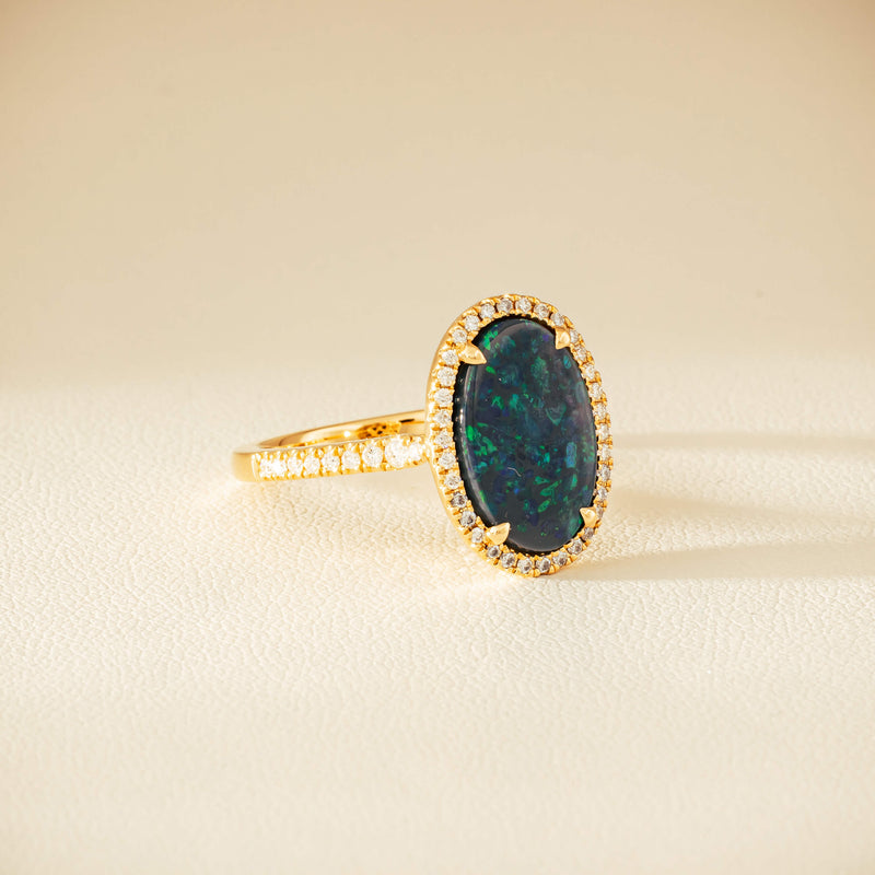 18ct Yellow Gold 1.48ct Opal & Diamond Sierra Ring - Ring - Walker & Hall