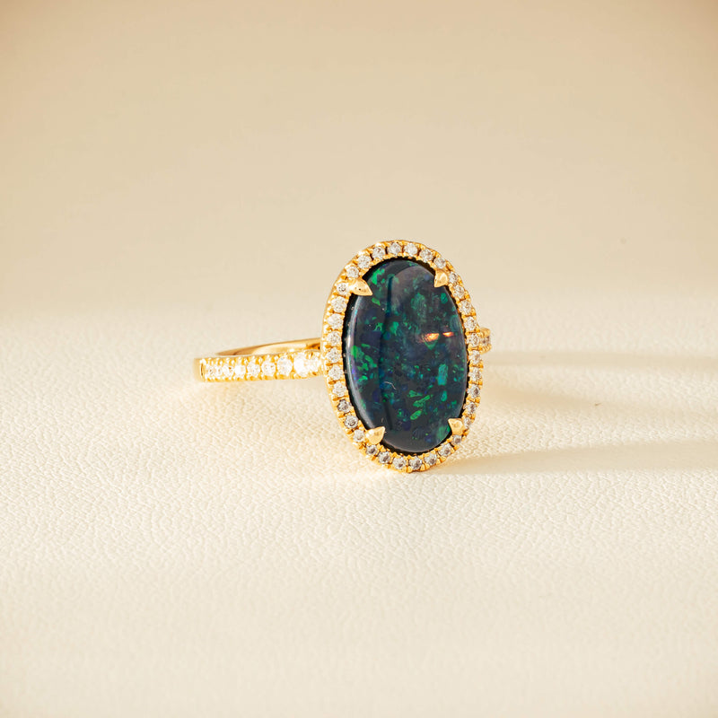 18ct Yellow Gold 1.48ct Opal & Diamond Sierra Ring - Ring - Walker & Hall